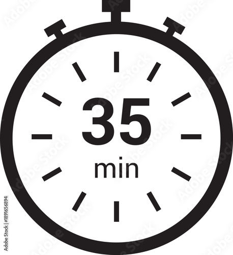 35 minute timer, clock, icon vector stopwatch isolated icons. countdown timer symbol.