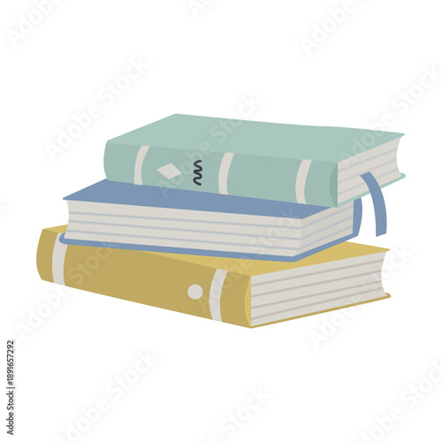 Stack of books in soft Scandinavian pastel colors. Minimal Nordic illustration for reading, education, home library themes, stationery, posters, and modern lifestyle design.