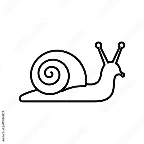 Simple line drawing of a snail with visible shell and antennae