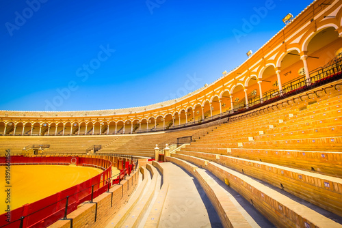 seats of bullfight arena, Sevilla, Spain