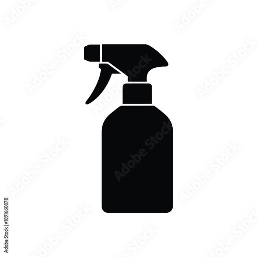 A simple black silhouette illustration of a trigger spray bottle