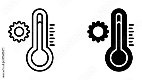 Hot temperature icon set.  illustration of a thermometer, signifying temperature control. The image depicts an adjustable thermostat indicator for climate management.