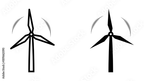Windmill icon set. representing renewable energy and ecology. Perfect for themes related to green technology, conservation, and sustainable living.