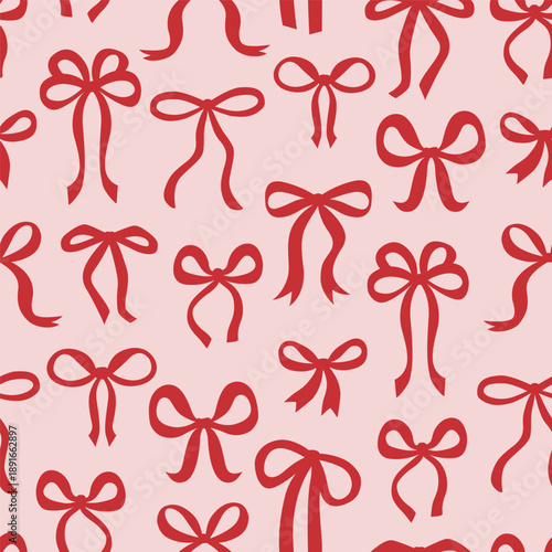 Seamless Pattern with red bows 