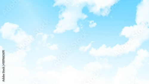 Horizontal blue sky and clear cloud in summertime beautiful background