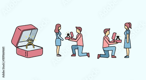 Man Proposing to Woman with Ring and Laptop.