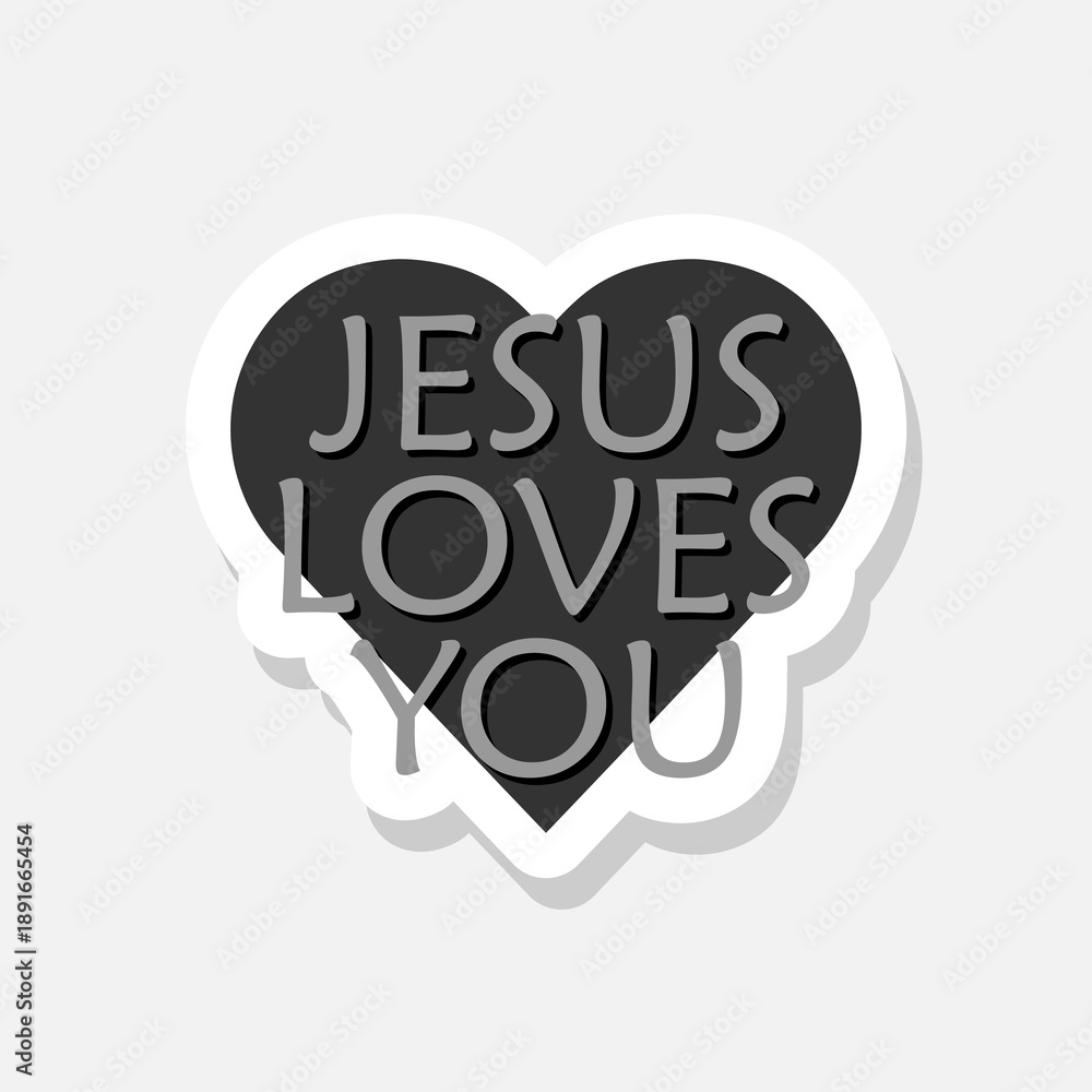 Fototapeta premium Jesus loves you letter icon sticker isolated on gray background