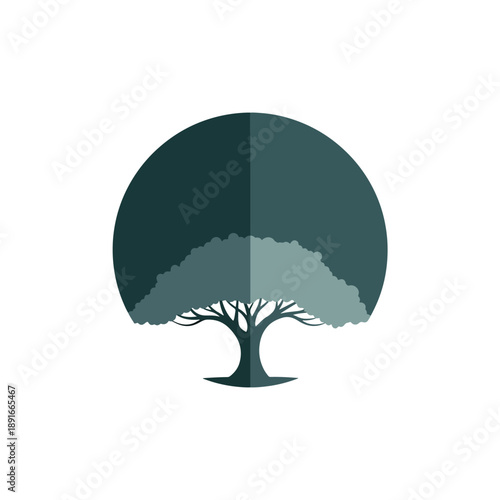 Stylized Tree Illustration with Round Canopy in Flat Design Vector Graphic