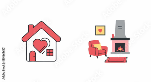 Cozy home interior with fireplace and comfortable seating.