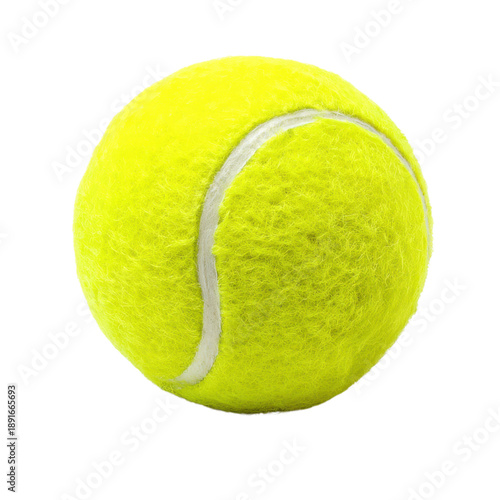 Yellow tennis ball close-up, fuzzy felt sports equipment, bright neon green tennis ball for training and recreation isolated on Transparent Background
