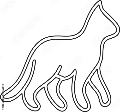 cat line vector icon with friendly expression, illustration isolated on white, great for children’s designs, posters, packaging, and mobile apps.