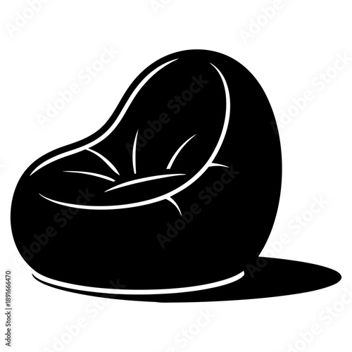Bean Bag Chair Seating Icon Clean Black Silhouette Vector on White Background