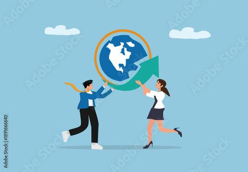 Financial Growth and Wealth Pursuit Concept with Business Person Pushing Giant Dollar Bills and Gold Coins Representing Success, Investment, and Economic Motivation