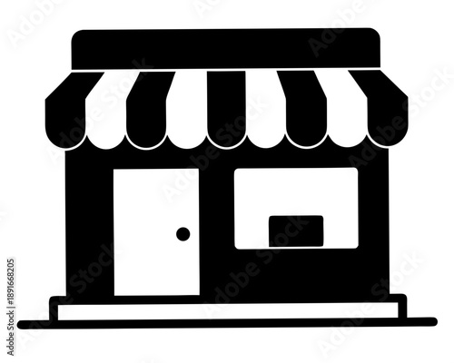 Online store marketplace or ecommerce shop icon Black Silhouette vector