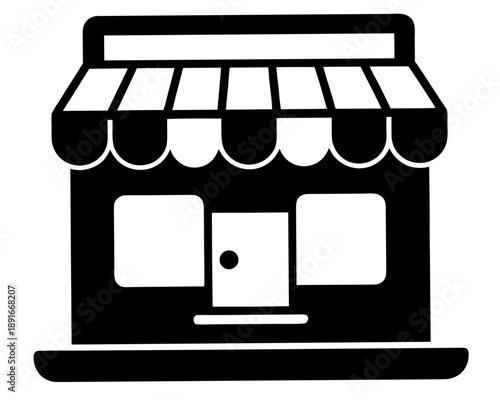 Online store marketplace or ecommerce shop icon Black Silhouette vector