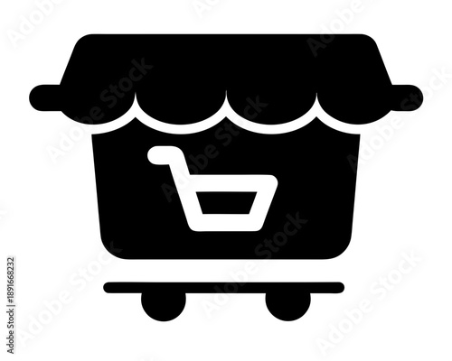 Online store marketplace or ecommerce shop icon Black Silhouette vector
