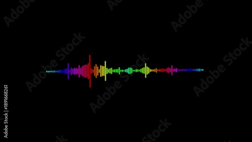 Colourful music sound wave animation on black background with vibrant audio spectrum and dynamic equalizer motion.