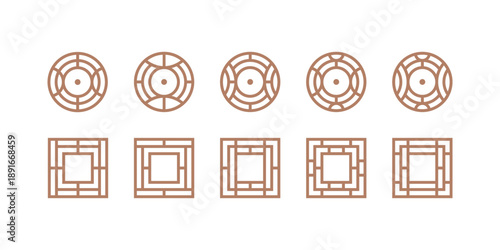 Vector symmetrical circle and square geometric shape. Modern graphic design elements for grid.