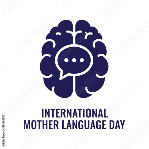 International Mother Language Day vector illustration with brain and speech bubble icon