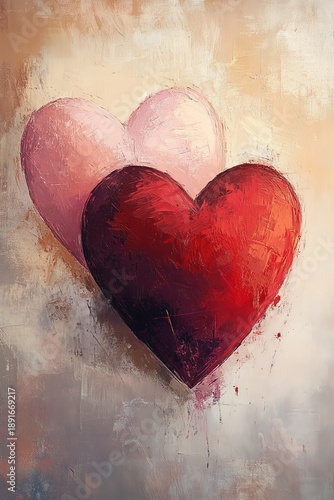 two overlapping hearts - painting