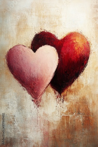 two overlapping hearts - painting