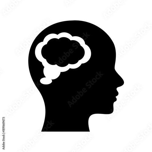 Thoughtful human head silhouette Vector, illustration