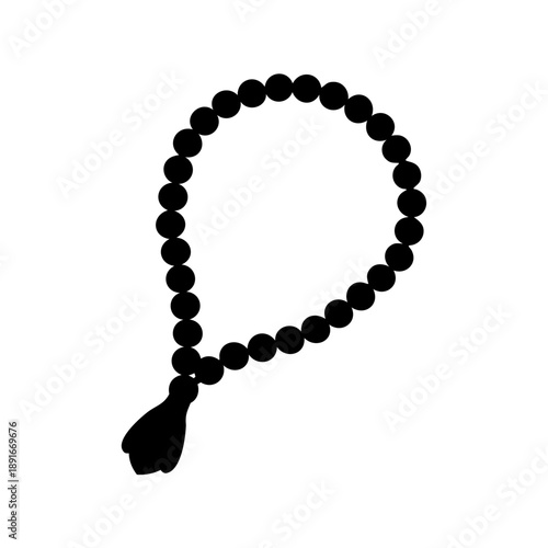 Black beaded rosary Vector, illustration