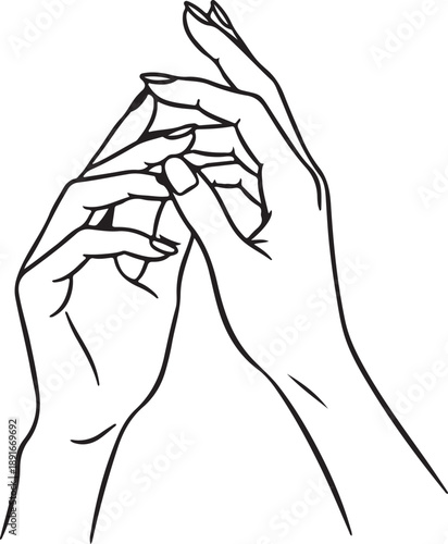 Elegant illustration of two delicate hands gracefully intertwined, symbolizing beauty and care