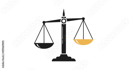 Scales of justice illustration with black and gold colored pans