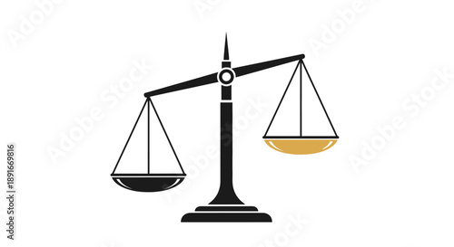 A black and gold scales of justice illustration symbolizing balance