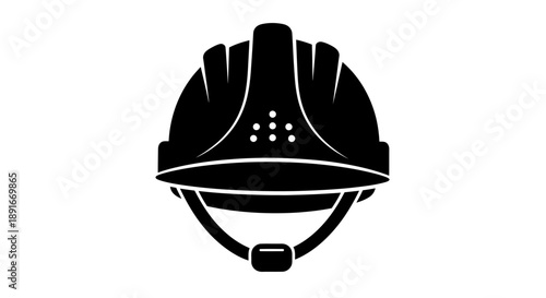 Black silhouette of a construction hard hat on a white background