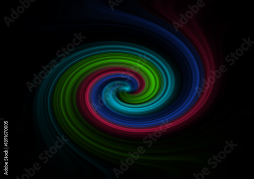 abstract colorful spiral on a black background, illustration