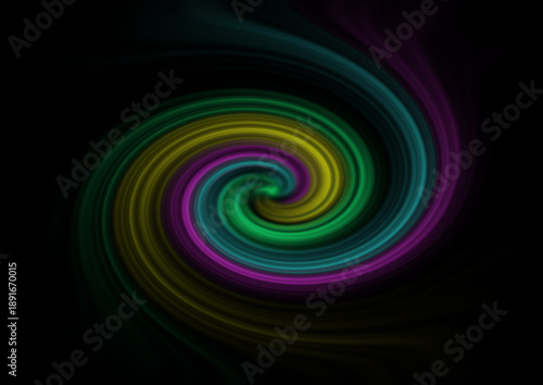 abstract colorful spiral on a black background, illustration