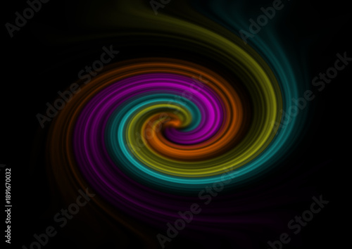 abstract colorful spiral on a black background, illustration