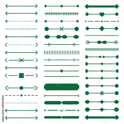 Minimalist green arrow text dividers set vector illustration