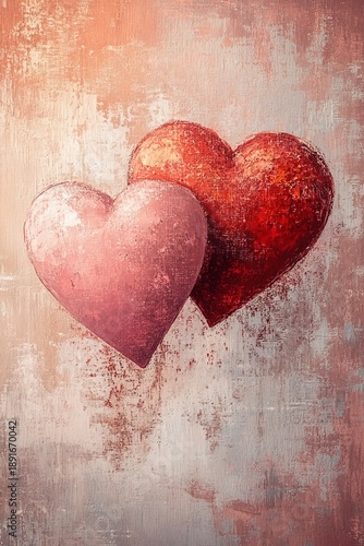 two overlapping hearts - painting
