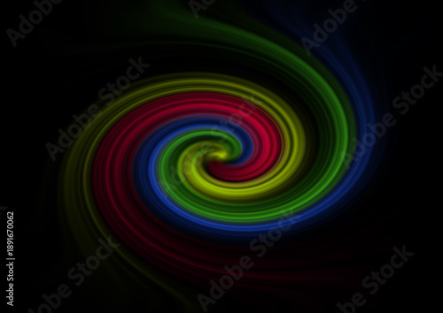 abstract colorful spiral on a black background, illustration
