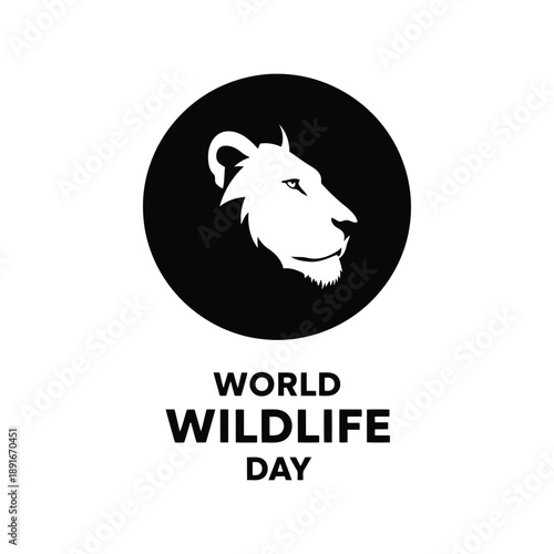 World Wildlife Day lion silhouette vector logo design for conservation and animal protection campaigns