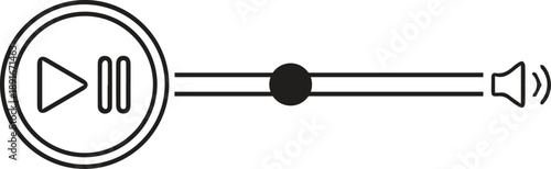 black outline flat vector ui media player play pause volume slider icon graphic symbol