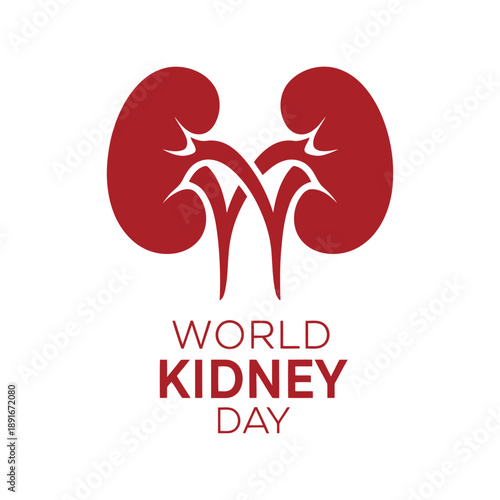 World Kidney Day vector illustration with red kidneys icon for health awareness campaigns
