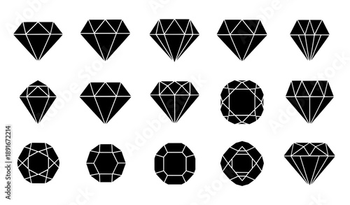 Minimal Diamond Shapes Flat Vector Icon Collection