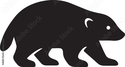 Simple black silhouette of a bear facing to the right