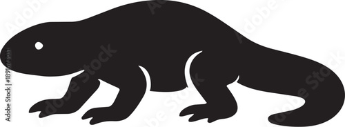 A simple black silhouette of a small four legged animal