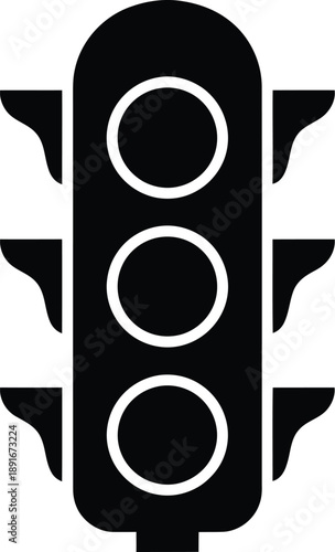 Traffic light control for flow of vehicles and pedestrians at intersections using red, yellow, and green lights to indicate stop, caution, and go. 
