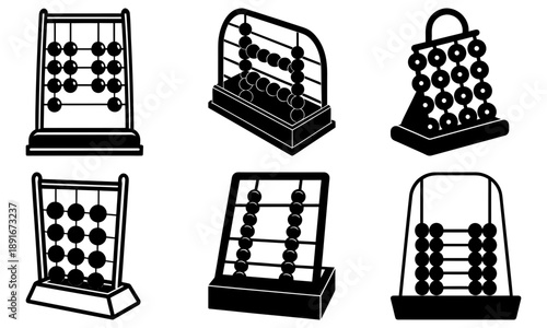 Various abacus illustrations showcasing different viewpoints and designs on a clean white background.