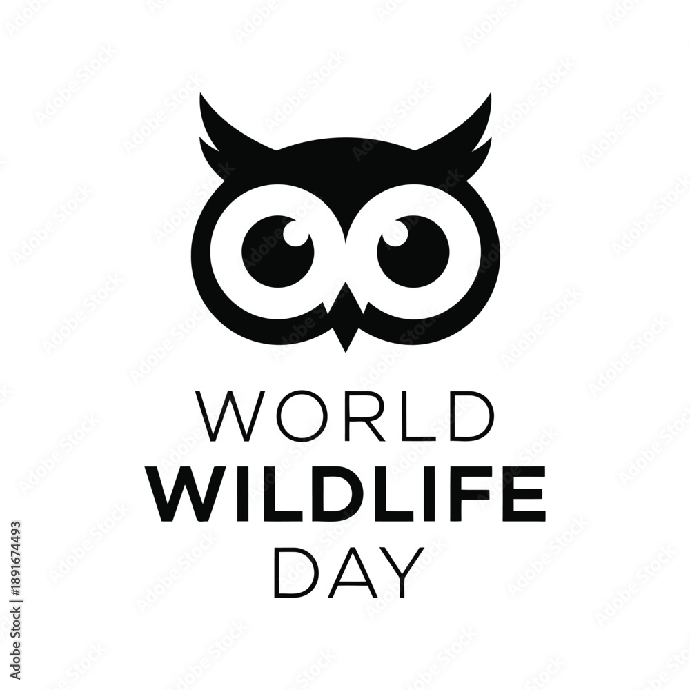 Fototapeta premium World Wildlife Day owl icon vector illustration for conservation awareness and animal protection campaigns