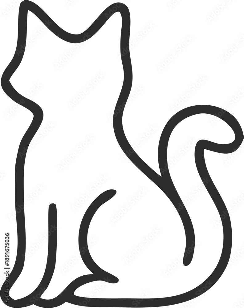 Fototapeta premium Outline cat silhouette vector icon in flat line style for stickers, posters, packaging, and digital marketing materials.