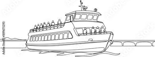 Ferry boat sailing through calm waters with passengers on board