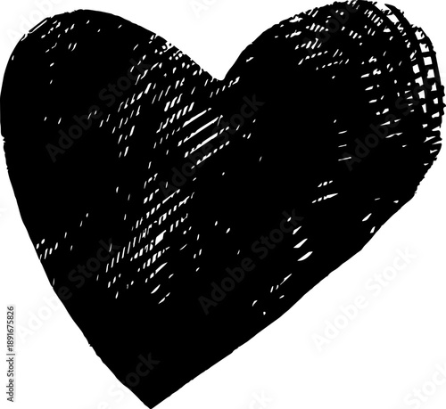 Heart grunge vector love illustration with rough texture and dark romantic mood ideal for valentine design and modern graphic decoration art