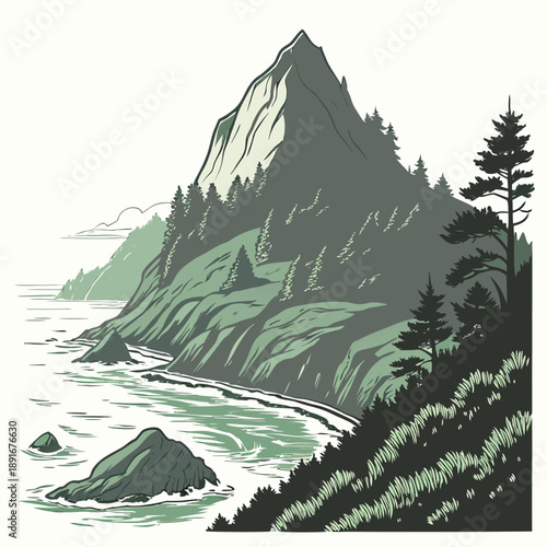 Coastal mountain landscape